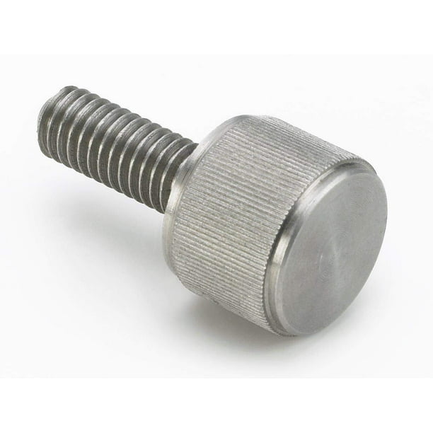7/8 Length Plain Finish Fully Threaded Made in US Knurled Head 300 Series Stainless Steel Thumb Screw 3/8-16 UNC Threads 